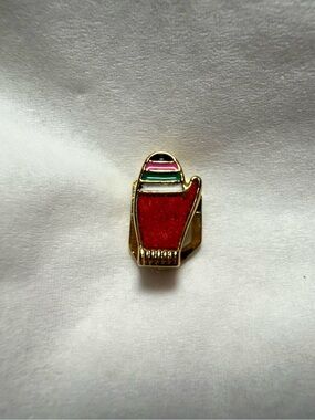 Keep Collective Gold-Tone Red Enamel Mitten Pin with Multicolor Stripes